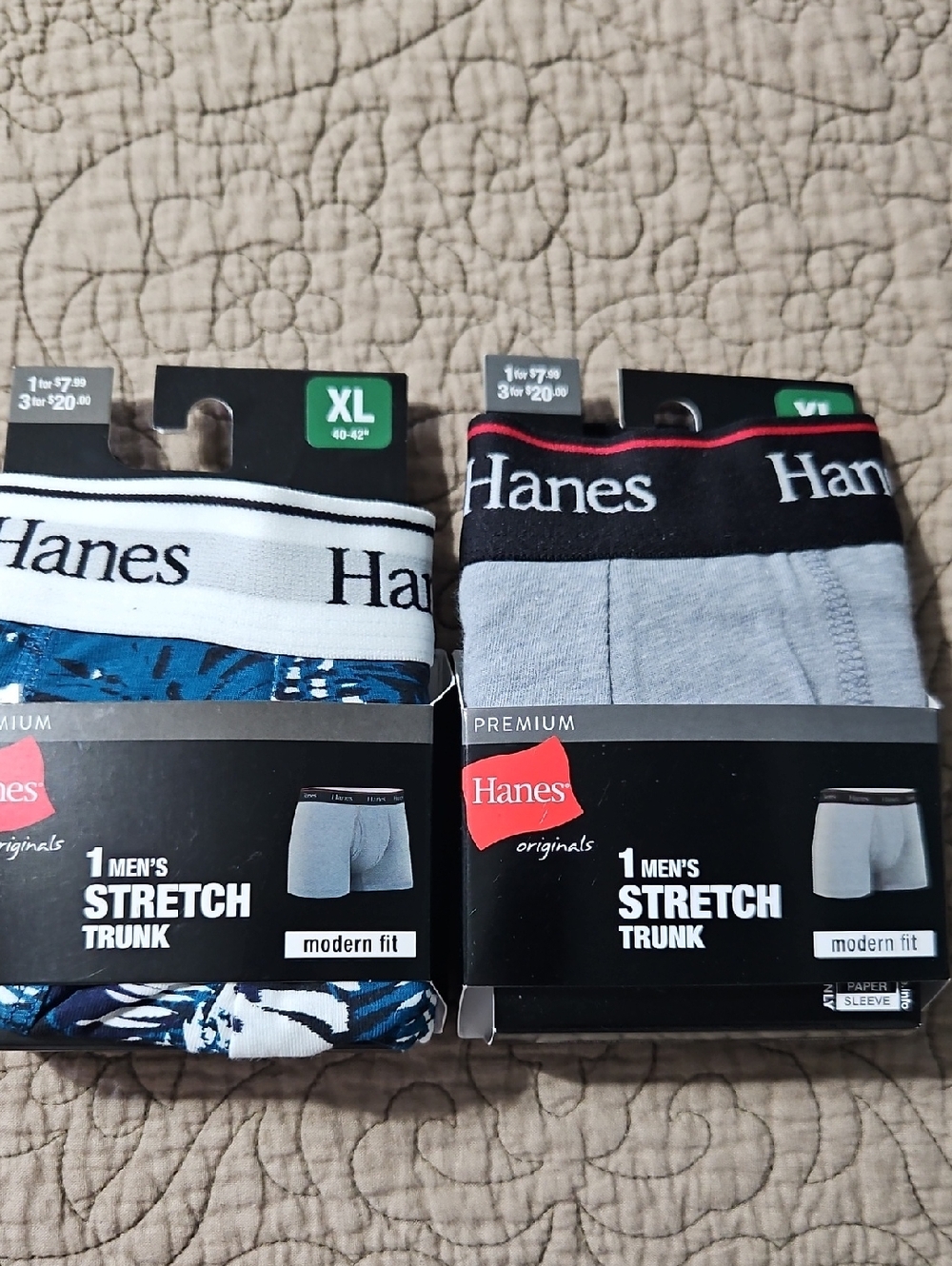 Two Pair Hanes Men's Stretch Trunk Boxer Briefs